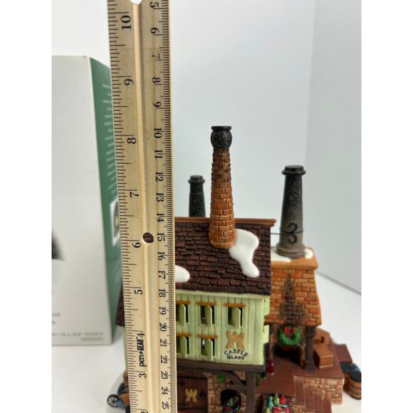 Department 56 New England Village Castle Glassworks Lighted Building with Box - Picture 7 of 9
